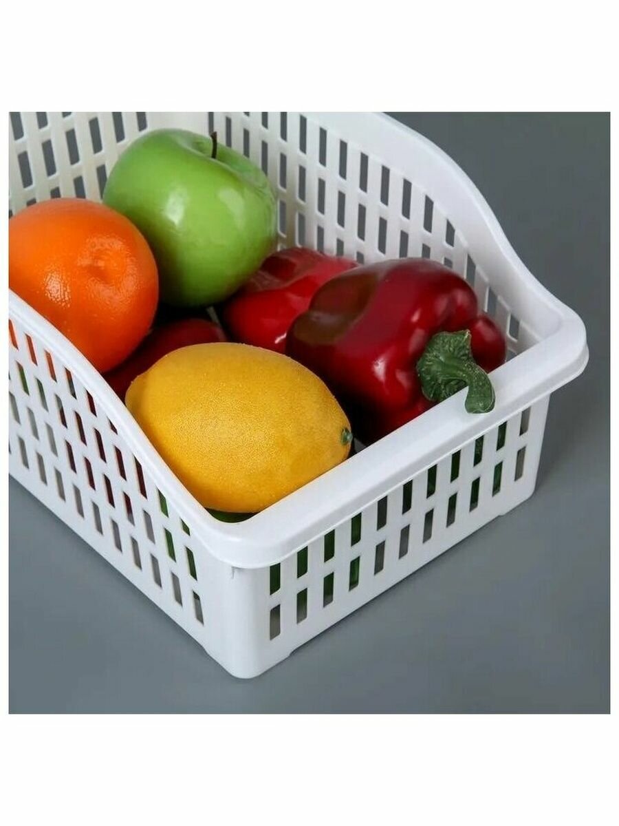 Корзина пластиковая для хранения продуктов, в холодильник DDStyle, 20x30x14 см, 2 штуки — фото 1