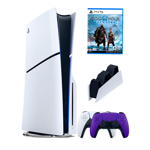 PS5 ПС5 Игровая приставка Sony PlayStation 5 Slim disc 2-й геймпадфиолетовый зарядное игра God War 10280000₽