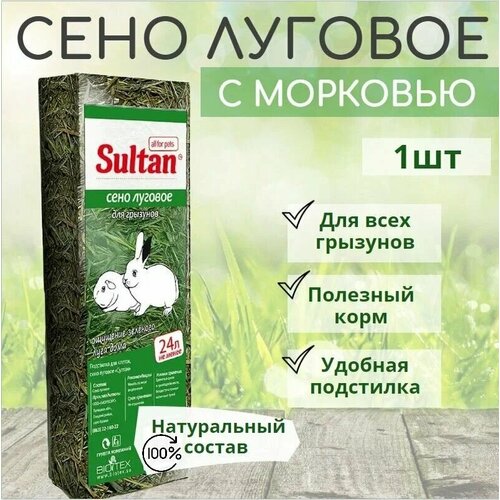 Султан Сено с морковью д/грызунов 24л 1 шт