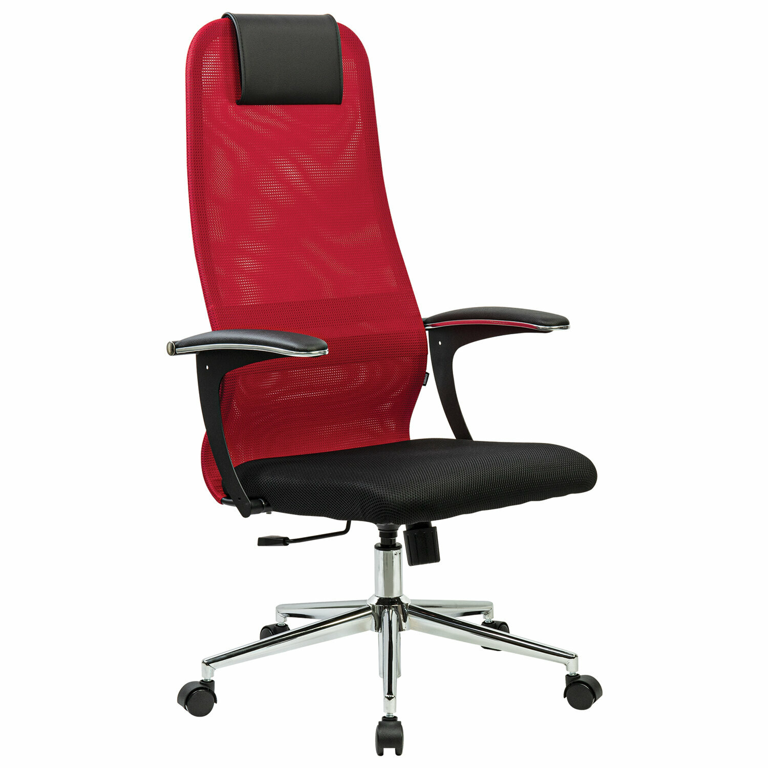Кресло офисное BRABIX PREMIUM "Ultimate EX-801" хром плотная двойная сетка Х2 черное/красное 532921