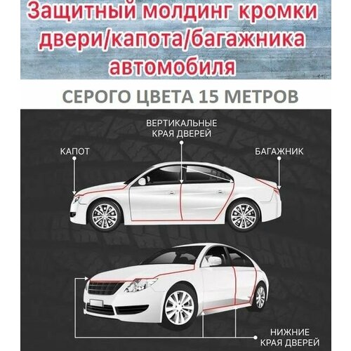 Защита кромки дверей для Ford S-MAX с металлической вставкой (серый)