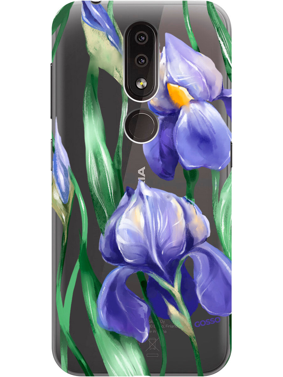 Силиконовый чехол на Nokia 4.2, Нокиа 4.2 с 3D принтом "Amazing Irises" прозрачный