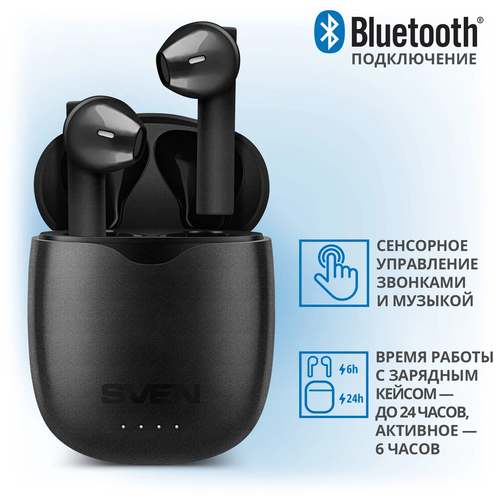 беспроводные наушники с микрофоном sven e 505b tws black bluetooth 5 0 Беспроводные наушники SVEN E-717BT