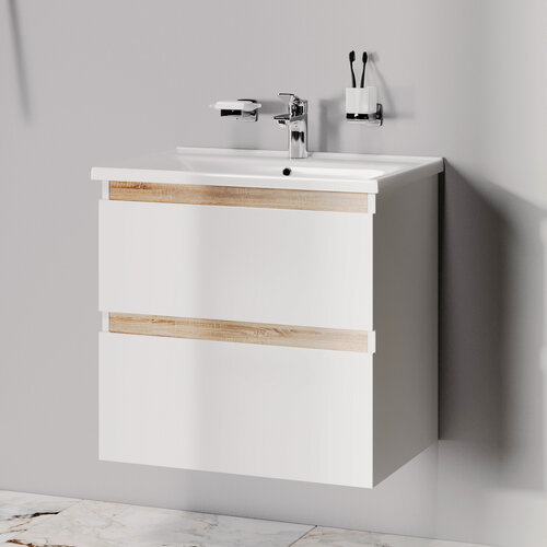 Изображение товара Тумба с раковиной AM.PM, подвесная, влагостойкая эмаль, с ящиками, 65х45х60 см