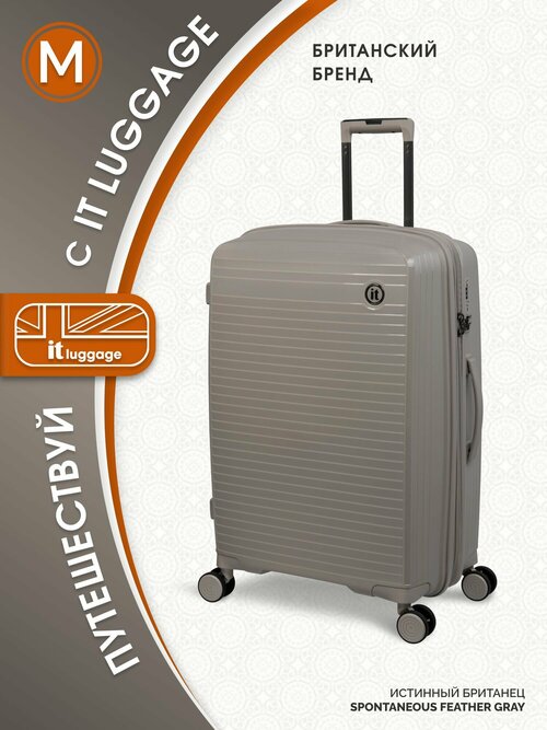 Чемодан IT Luggage, 112 л, размер M, серый