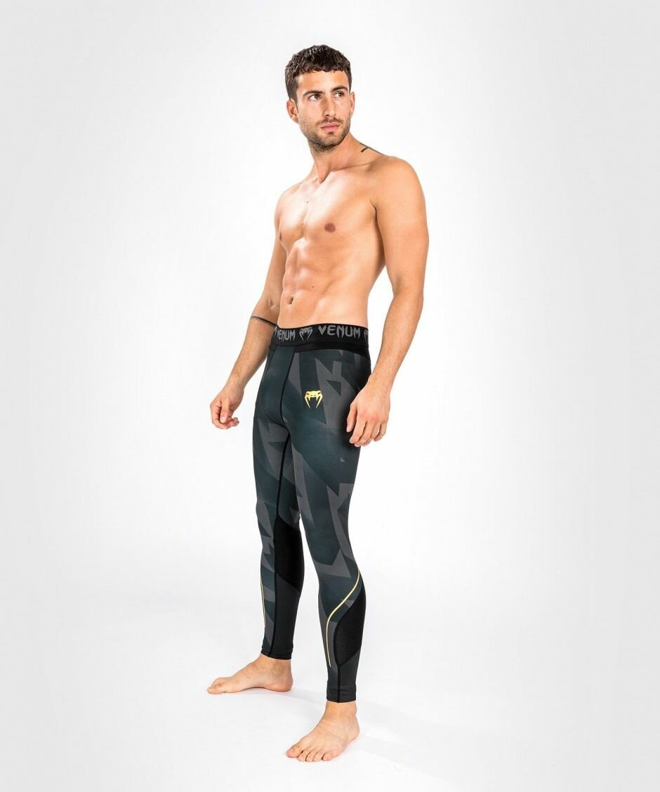 Компрессионные штаны тайтсы для единоборств спортивные мужские легинсы Venum Razor - Black/Gold (2XL)
