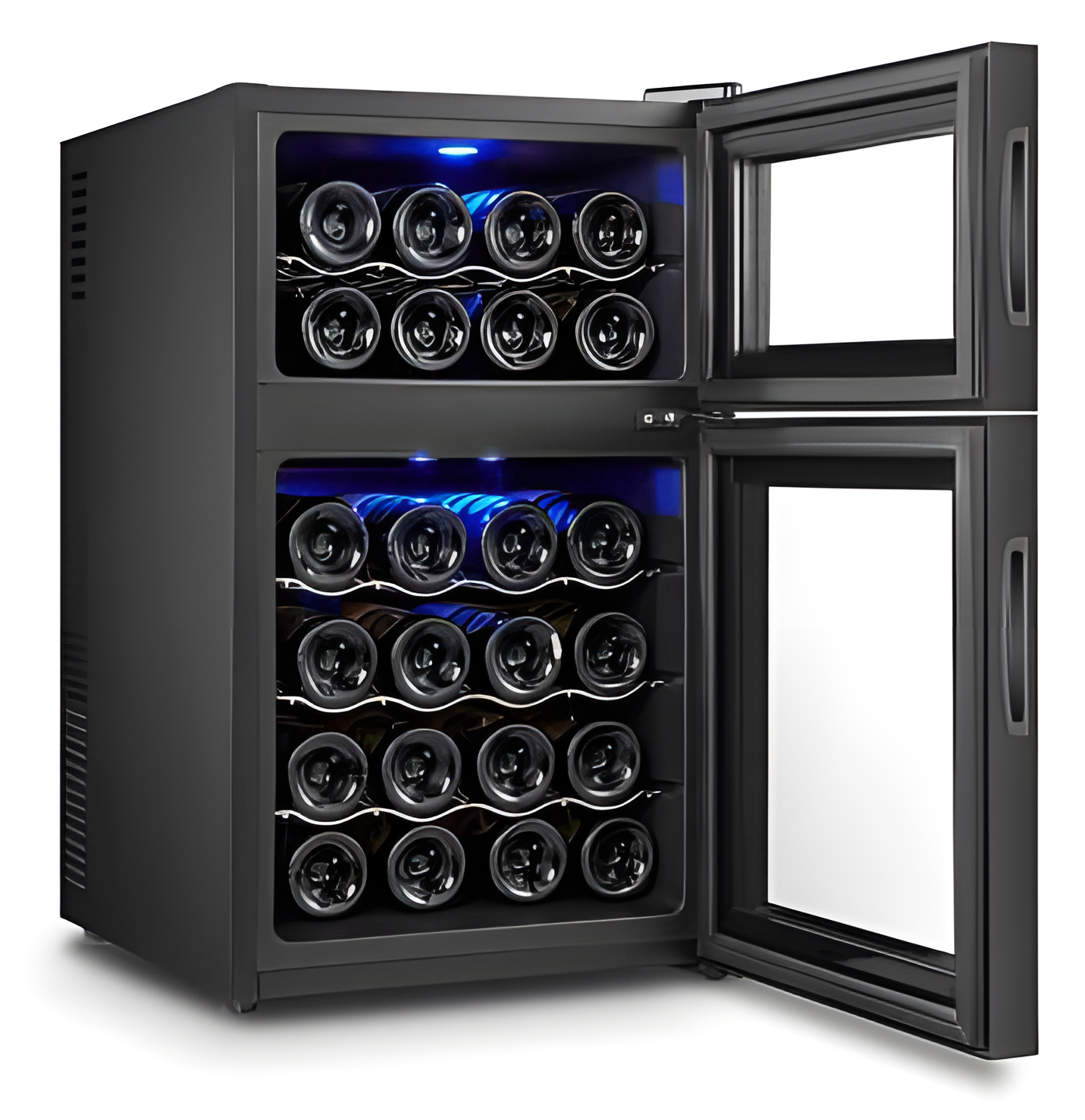 Шкаф Hurakan HKN-WNС69TD - винный холодильник для 24 бутылок с двумя температурными зонами
