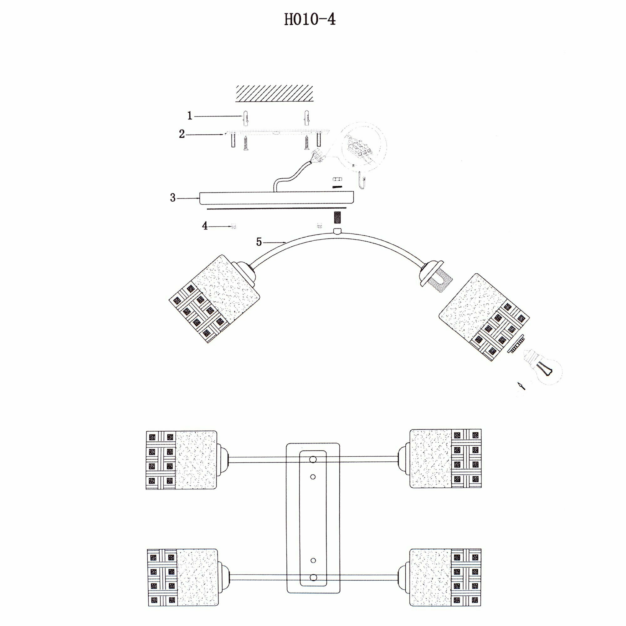 Люстра HIPER H010-4 / 4 плафона / E27 / 60Вт BLACK/CHROME