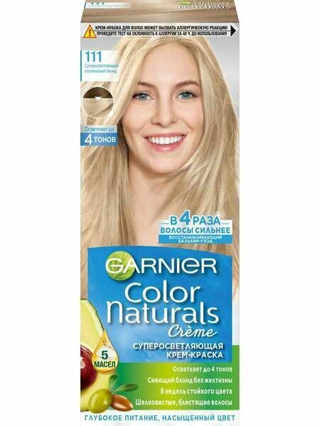 Garnier Крем-Краска для волос стойкая Color Naturals, 111 Суперосветляющий платиновый блонд