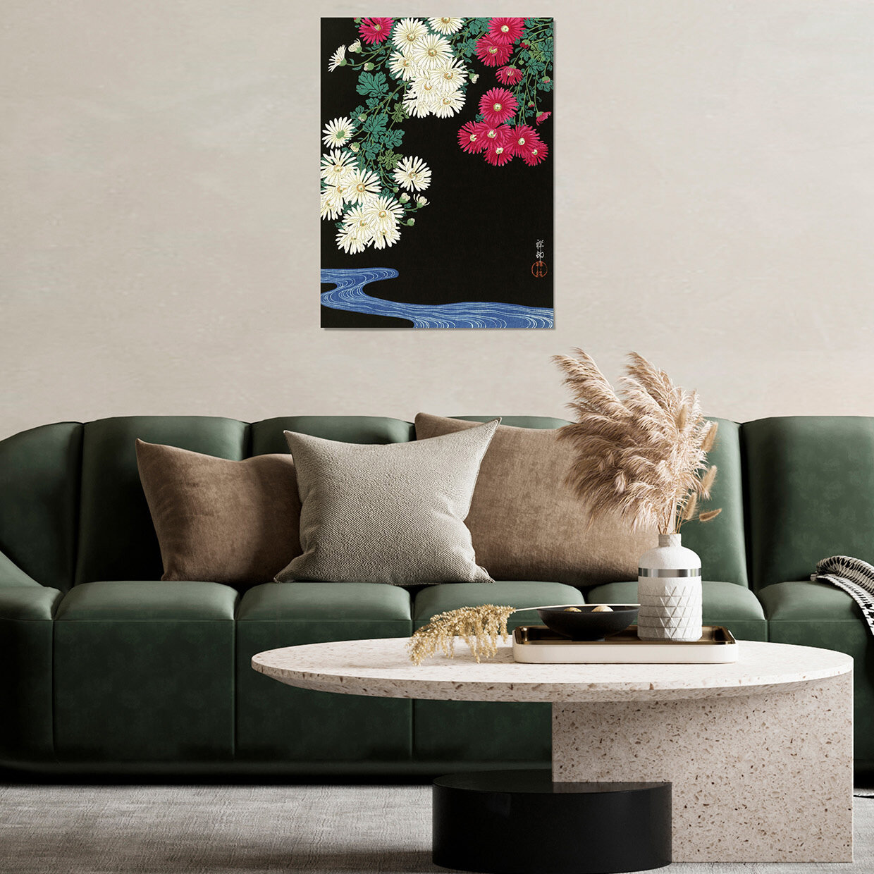 Картина на холсте, репродукция / Косон Охара - Chrysanthemums / Размер 80 x 106 см