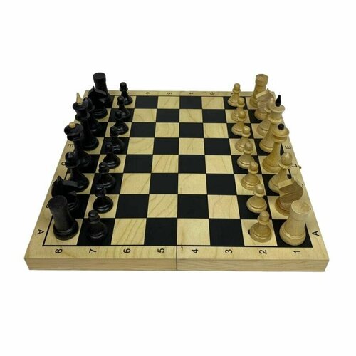 Игра 2 в 1 шахматы+шашки, с гроссмейстерскими деревянными шахматами Объедовские, классика, 40х20х6 игра 3в1 дорожная черная рисунок золото с обиходными деревянными шахматами объедовские нарды ша