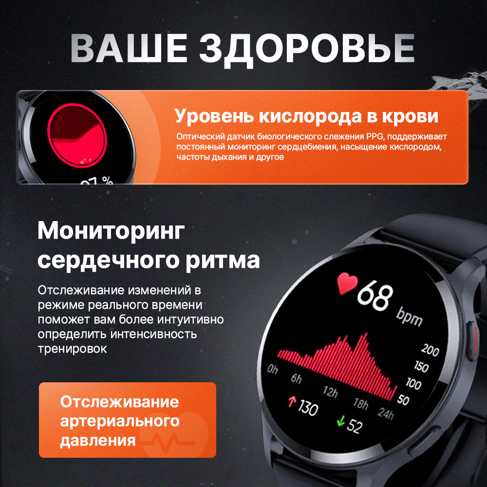 Смарт часы круглые мужские smаrt wаtch / умные часы наручные с функцией звонка, для телефона IOS, Android / электронные сенсорные / водонепроницаемые, спортивные фитнес часы