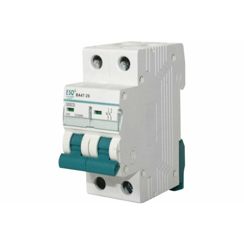 Автоматический выключатель ESQ ВА 47-29 2 полюса, 6А, ток короткого замыкания 4.5кА, хар-ка С 14.03.01.000013
