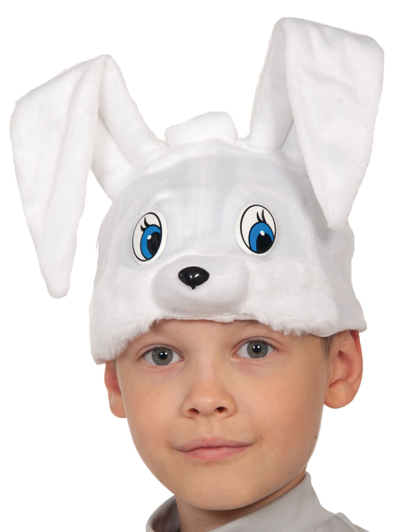 Карнавальная маска - шапочка "Зайчик белый".