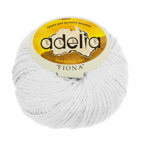 фото Пряжа adelia "fiona" 50% шерсть, 50% акрил 50 г 90 м №002 белый