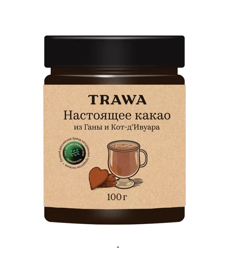 Trawa Какао Настоящее из Ганы и Кот-д’Ивуара 100 гр