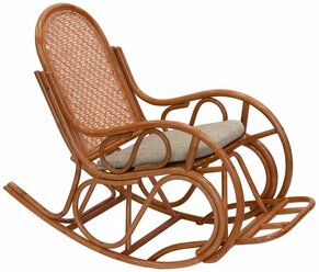 Кресло-качалка из натурального ротанга 05/17В разборное, цвет коньяк, с подушкой
