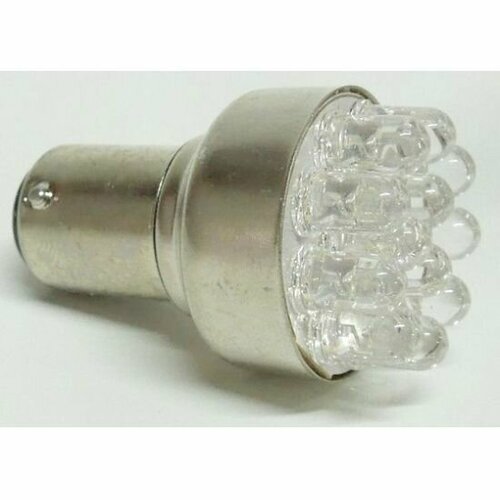 Автомобильная светодиодная лампа цоколь 1156 (BA15S, P21W), 5000K, 12V, 12 SMD. Белый свет, в габариты/задний ход/ДХО/Стоп