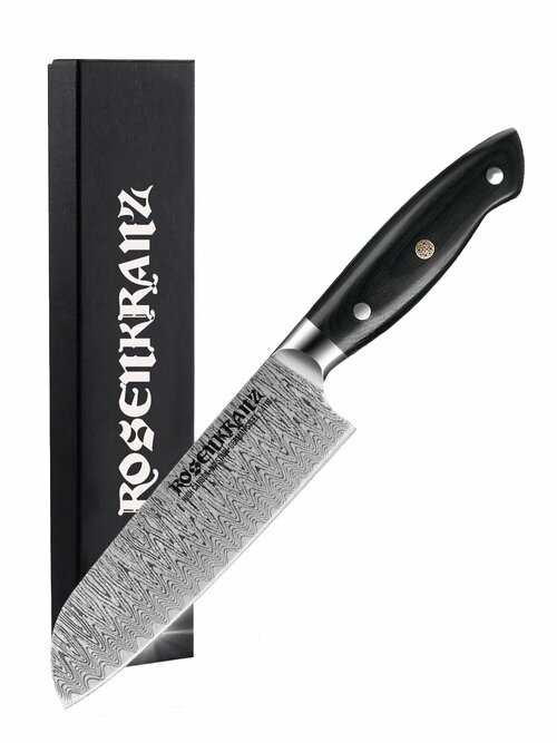 ROSENKRANZ KUCHENMEISTER / Кованый нож Сантоку / Немецкая нержавеющая сталь марки 1.4116 / Длина лезвия 17,5 см / В подарочной коробке