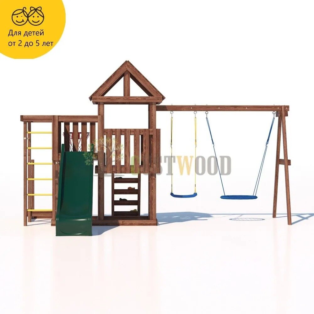 Детская деревянная игровая площадка для улицы дачи CustWood Junior Color JC9 с большой горкой 2,2 метра