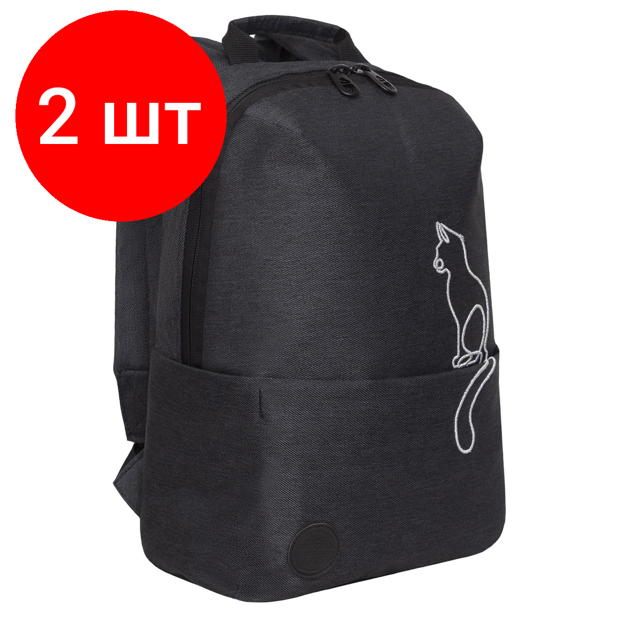 фото Комплект 2 шт, Рюкзак Grizzly, 24*34*12см, 1 отделение, 4 кармана, укрепленная спинка, черный-серебрянный