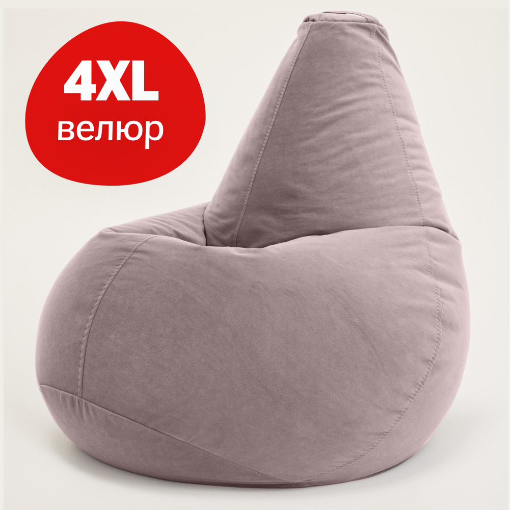 Кресло-мешок груша Bean Joy, размер ХXXXL, мебельный велюр, бежевый