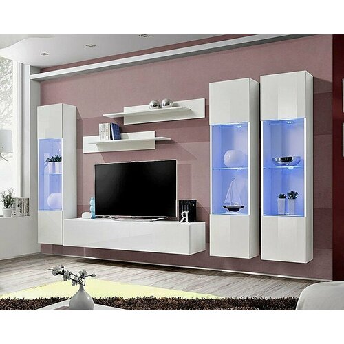 Модульная гостиная Лана 32 МДФ белая 305x170 40600₽