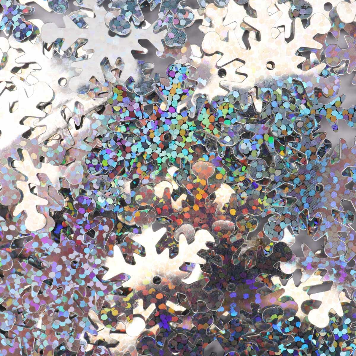 Пайетки Astra&Craft "Снежинки", 24 мм, цвет 50112, серебристые, голограмма, 10х10 г