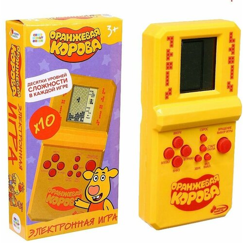 Электронный классический тетрис Оранжевая корова, интерактивная логическая игрушка-головоломка для детей и взрослых, игровая консоль на батарейках