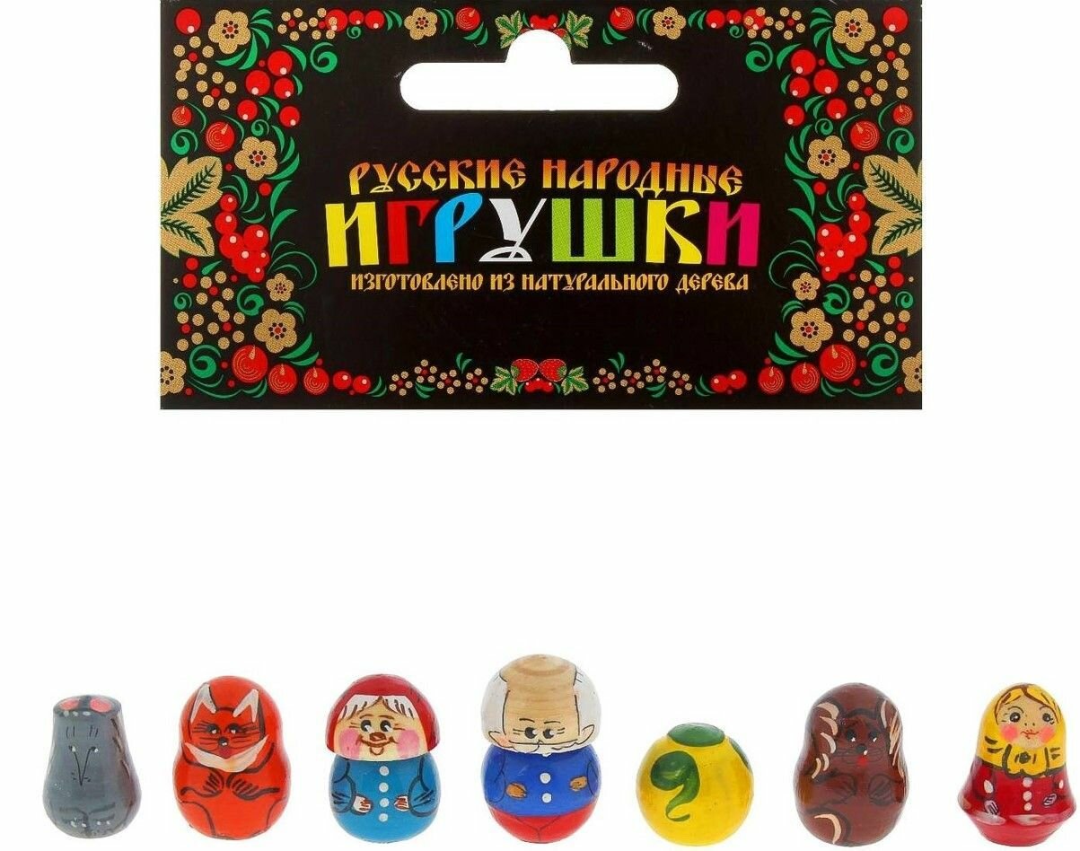 фото Пальчиковый кукольный театр "Репка", деревянный детский сюжетно-ролевой набор из 7 фигурок-персонажей