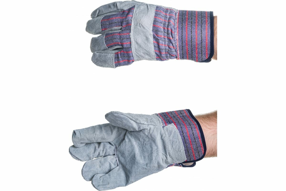 перчатки рабочие ZOLDER спилок комбинированные размер 10,5" - фото №2