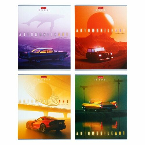 Тетрадь 96 листов в клетку AutoART обложка мелованный картон матовая ламинация блок офсет 65гм2 микс 4 вида 334₽