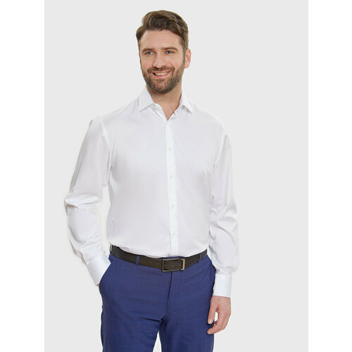 Рубашка KANZLER, размер 47, белый мужская однотонная рубашка eoenkky с длинным рукавом модель 2022 года летняя повседневная модная белая мужская кофта винтажная корейская одеж
