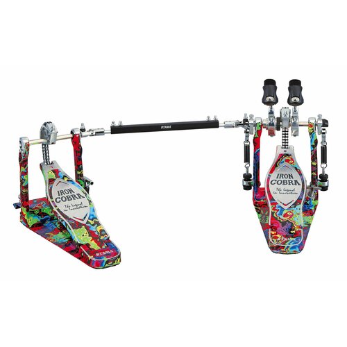 педаль для барабана tama iron cobra hp900rwmpr rolling glide twin pedal psychedelic rainbow Tama IRON COBRA HP900RWMPR Rolling Glide Twin Pedal, Psychedelic Rainbow - Двойная педаль в кейсе, цвет Психоделическая радуга