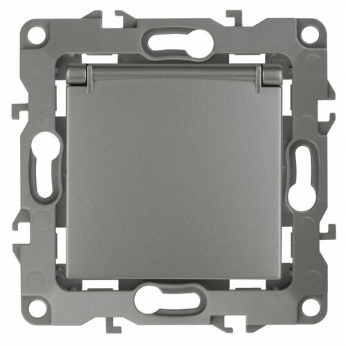 ЭРА 12-2103-12 розетка 2P+E Schuko со шторками с крышкой, 16A-250В, IP20, 12, графит Б0019327 (100 шт.)