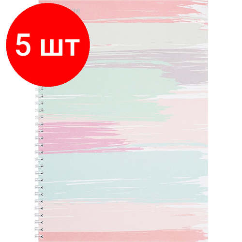 Комплект 5 штук, Бизнес-тетрадь А4.80л, кл, греб, обл. мат. лам. Attache Selection Pastel Полосы