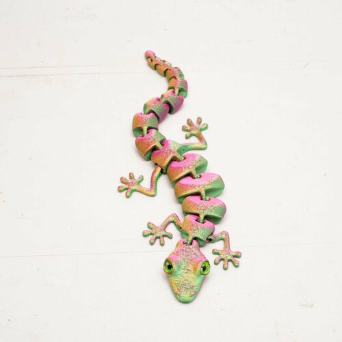 Геккон магнитный / подвижная ящерица с живыми глазами на магнитах