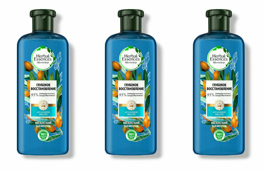 Herbal Essences Шампунь для волос Марокканское аргановое масло, 400мл, 3 шт