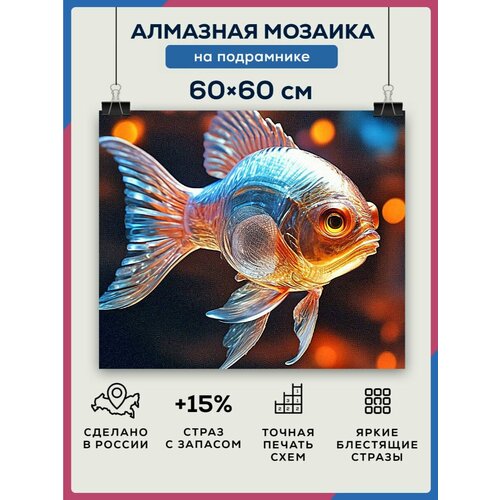 Алмазная мозаика 60x60 Недовольная рыбка на подрамнике