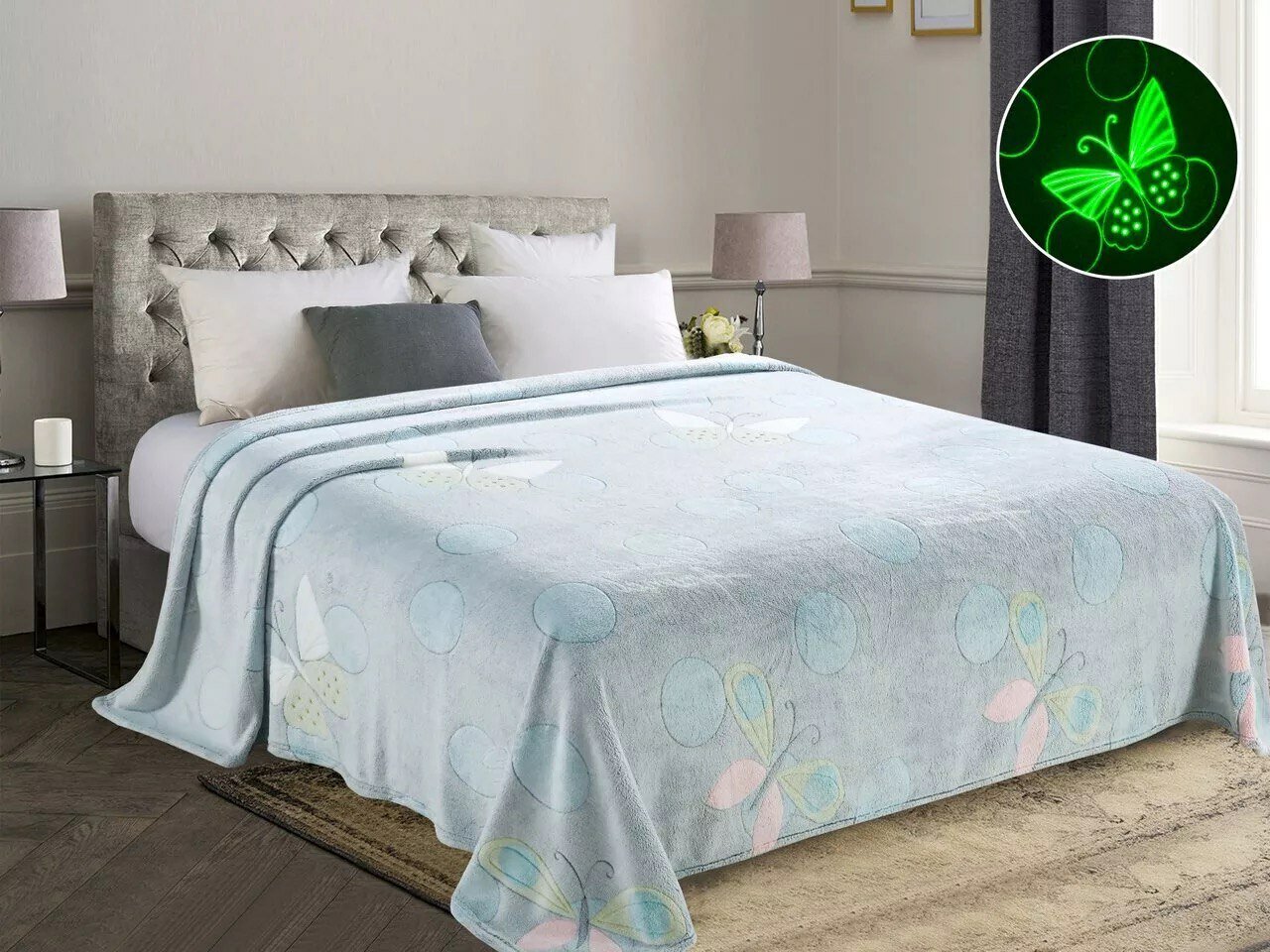 Светящийся плед на диван на кровать 1.5-сп 150х200 см Alice Textile рис. 016 велсофт