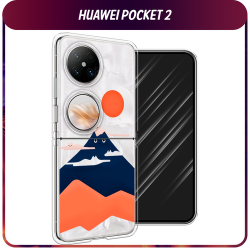 Силиконовый чехол на Huawei Pocket 2 / Хуавей Покет 2 "Кот-гора", прозрачный