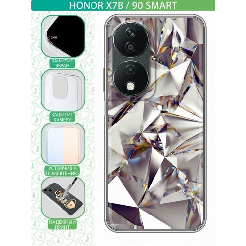 Дизайнерский силиконовый чехол для Honor X7b / Honor 90 Smart Кристаллы силиконовый чехол на honor x7b хонор x7b коты черно белые