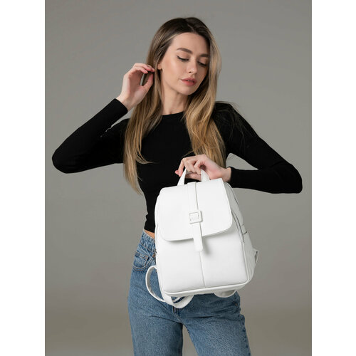 Рюкзак белый маленький из экокожи для города и школы