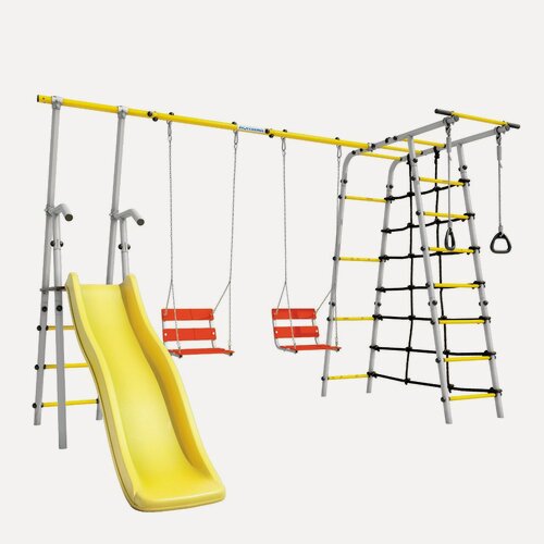 Изображение товара Спортивно-игровой комплекс Romana "Богатырь Плюс 2", качели цепные 103.12.06, серый/жёлтый