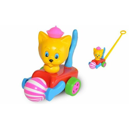 PolToys Каталка на палочке Кот, с мячиком, 30х25х16 см