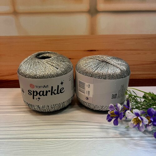 Пряжа для вязания ЯрнАрт Спаркл (YarnArt Sparkle) цвет 1300 (серебро), 25 г/160 м, комплект 6 мотков