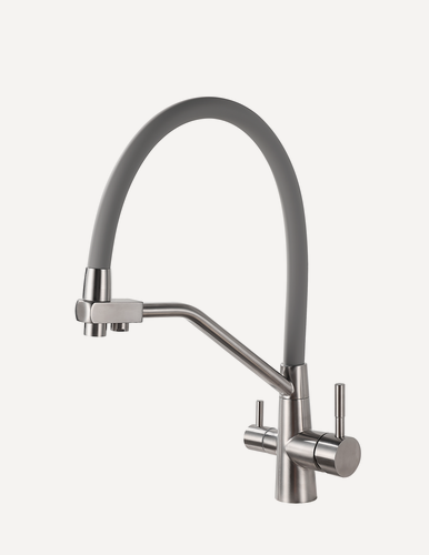 Изображение товара Смеситель для кухни (мойки) с гибким сером изливом и фильтром, хром, нержавейка T603S-5