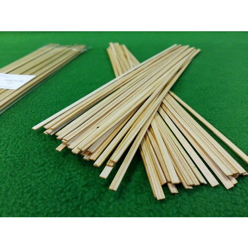 Деревянные рейки для моделизма из сосны 1х4 мм 50 шт длина 30 см 565₽