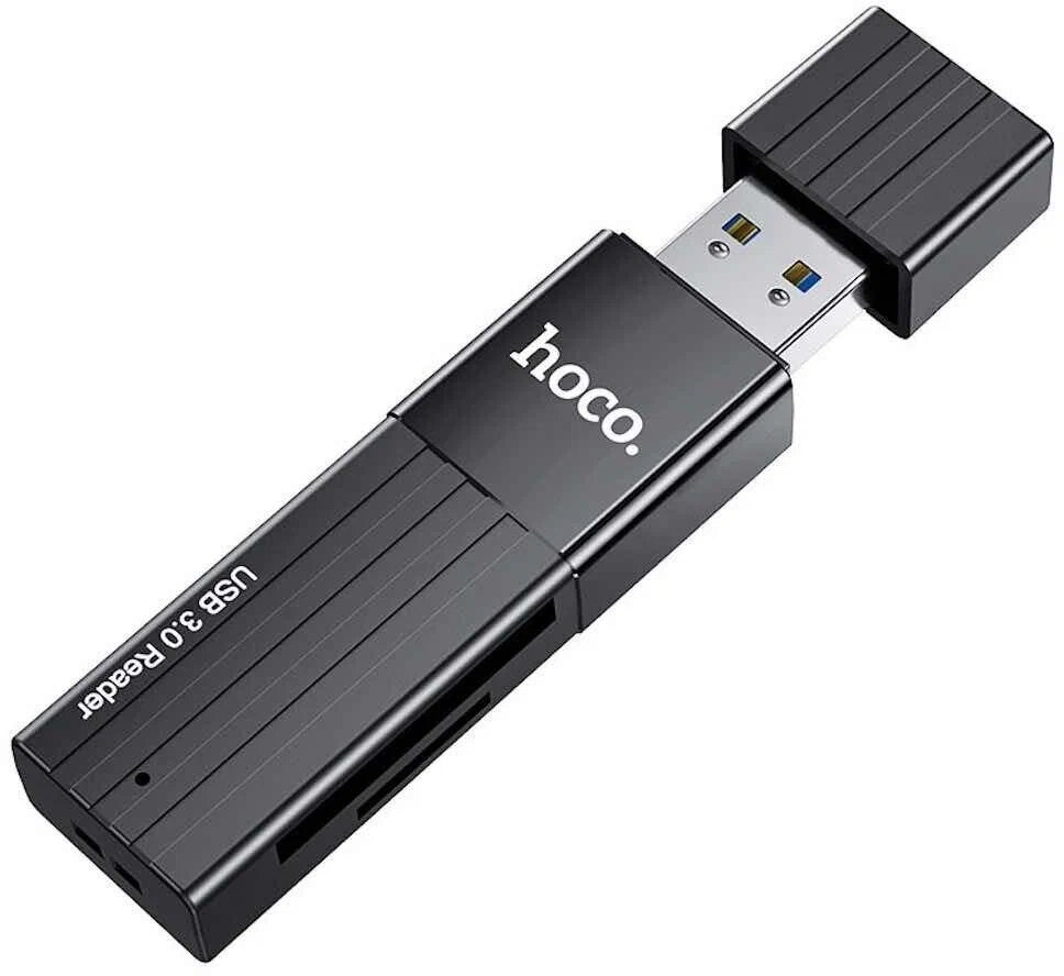 Картридер HOCO HB20 Mindful, USB to TF/SD/micro SD, (USB 2:0 - 480 Мбит/с), Черный