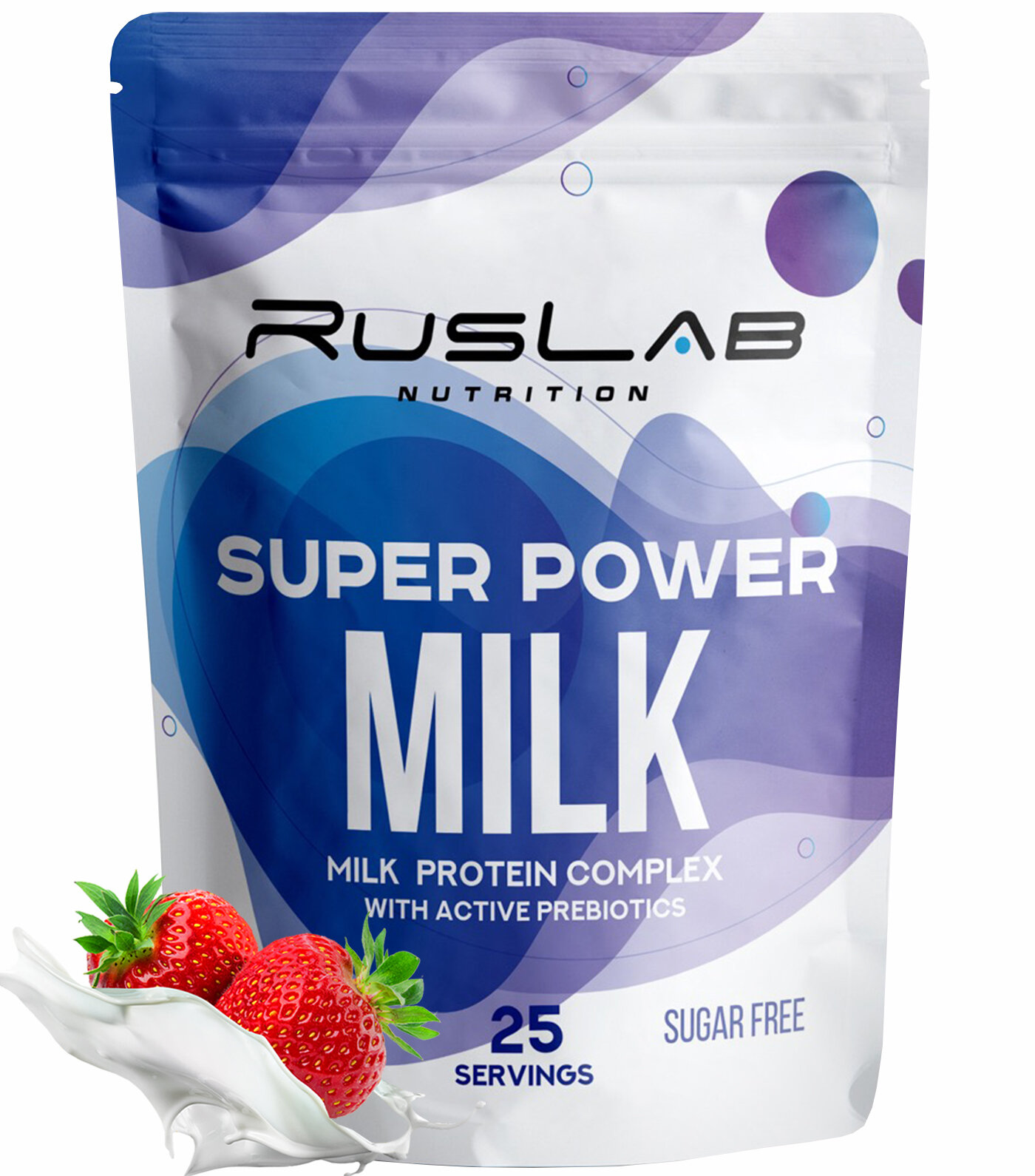 Казеиновый протеин SUPER POWER MILK, белковый коктейль (800 гр), вкус клубника со сливками
